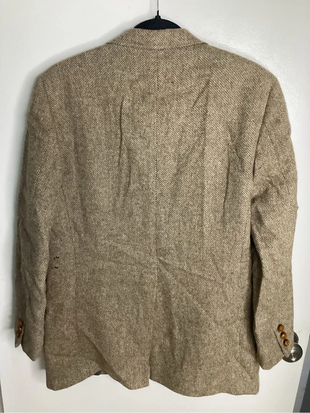 Vintage Taupe Herringbone Sport Coat with Notch Lapel 40R